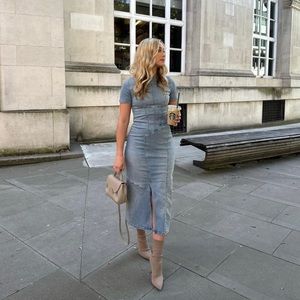 ZARA TRF DENIM MIDI DRESS